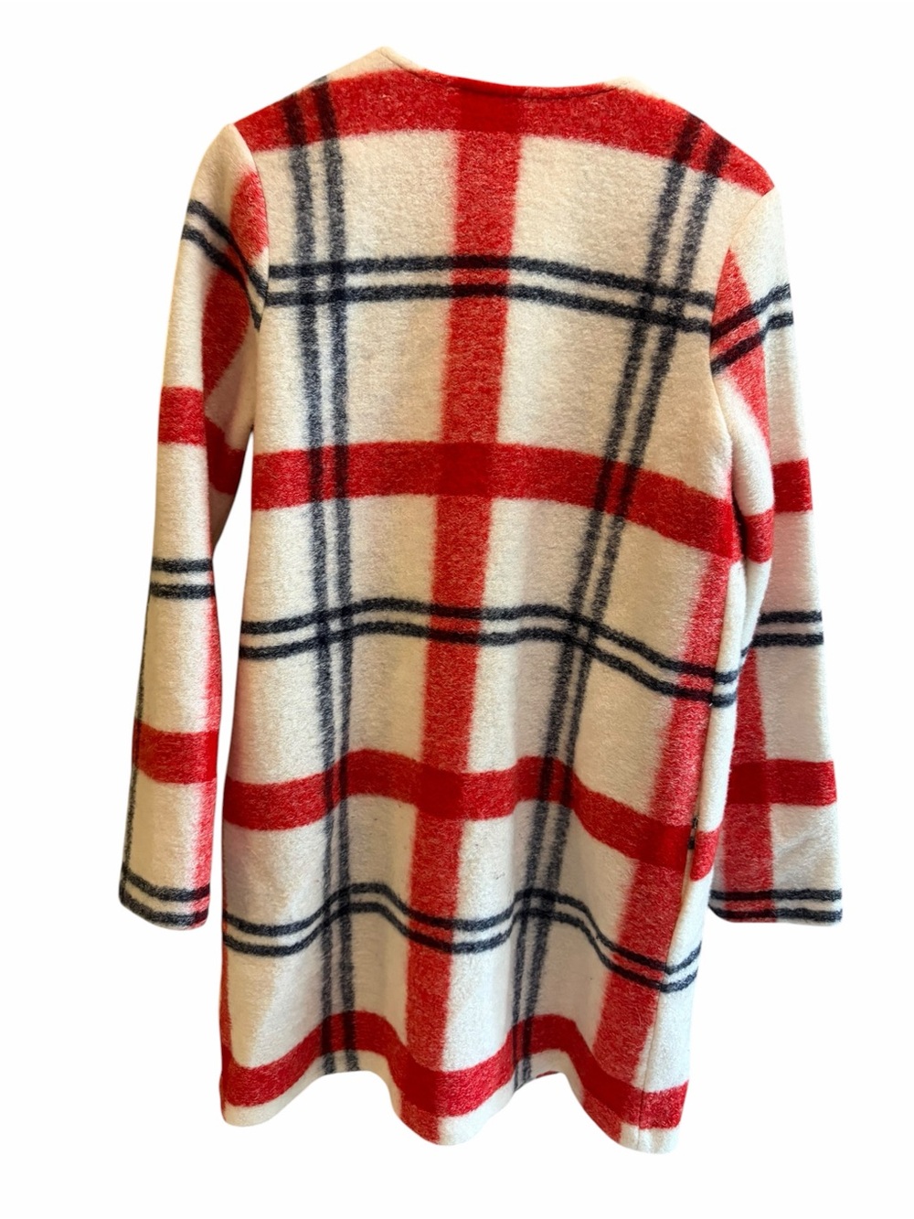 CYNTHIA ROWLEY Wool Blend Plaid Open Duster Jacket - Picture 3 of 5